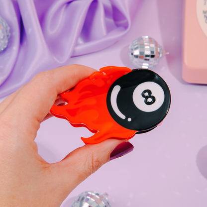 Flaming 8 Ball Hair Clip