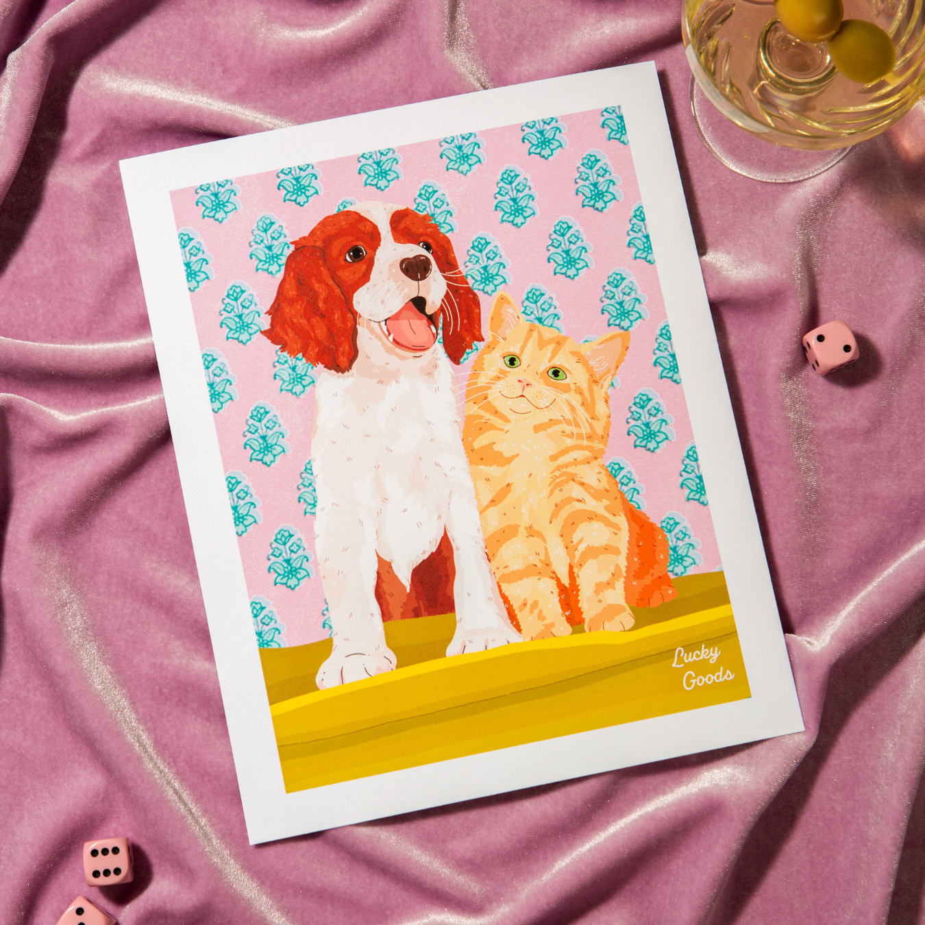 Cat & Dog Best Buds Portrait Print