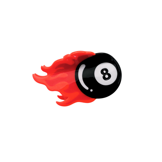 Flaming 8 Ball Hair Clip