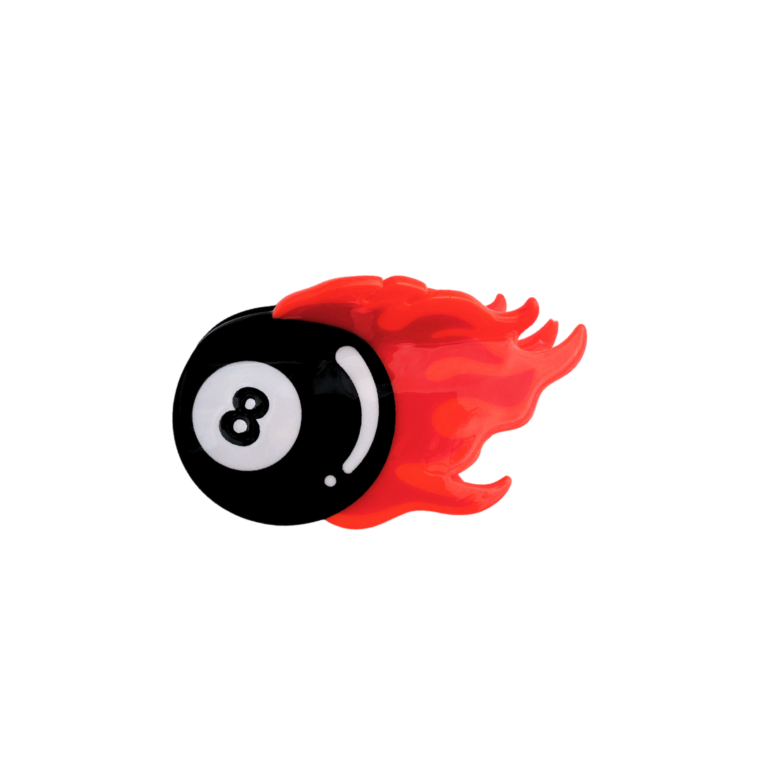 Flaming 8 Ball Hair Clip