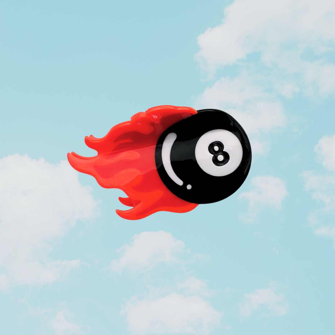 Flaming 8 Ball Hair Clip