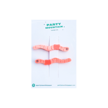 Smiley Worm Barrettes (2pc)