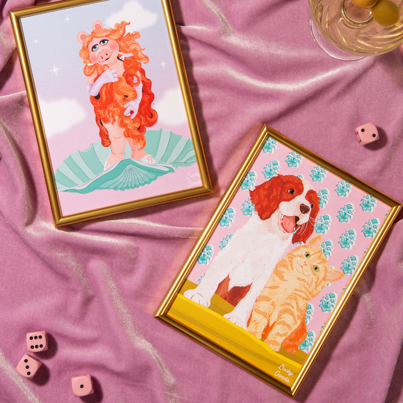 Cat & Dog Best Buds Portrait Print