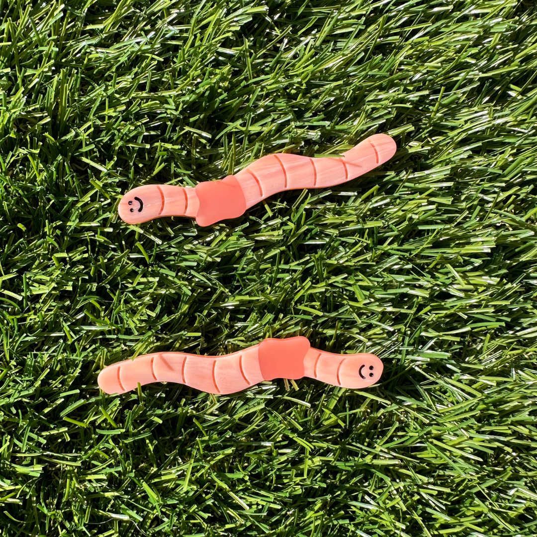 Smiley Worm Barrettes (2pc)