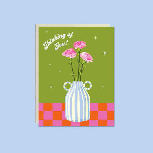 Thinking of You! Flowers in Vase Card