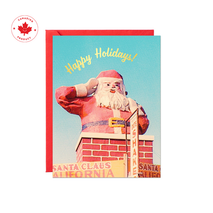 Happy Holidays Retro Santa Card