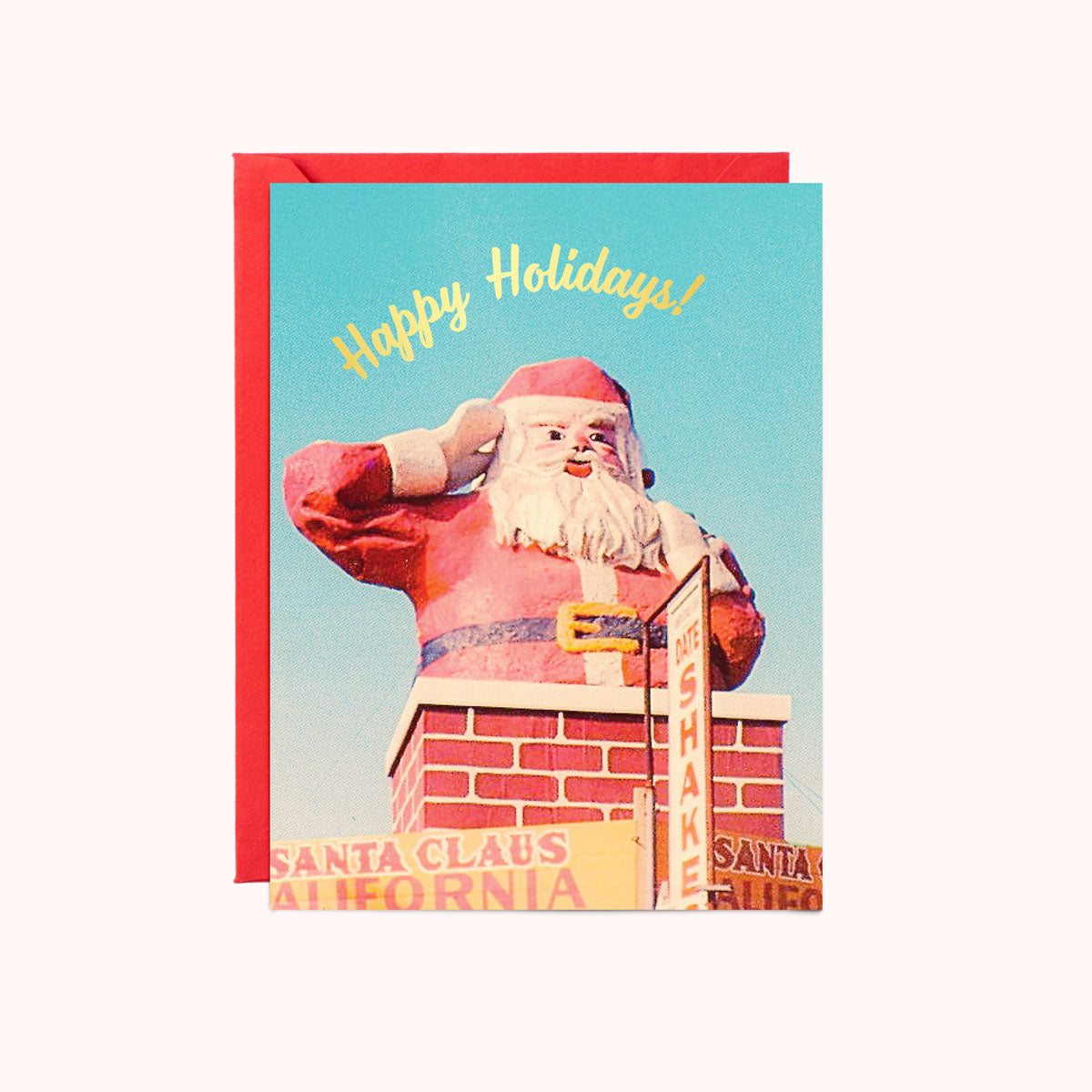 Happy Holidays Retro Santa Card