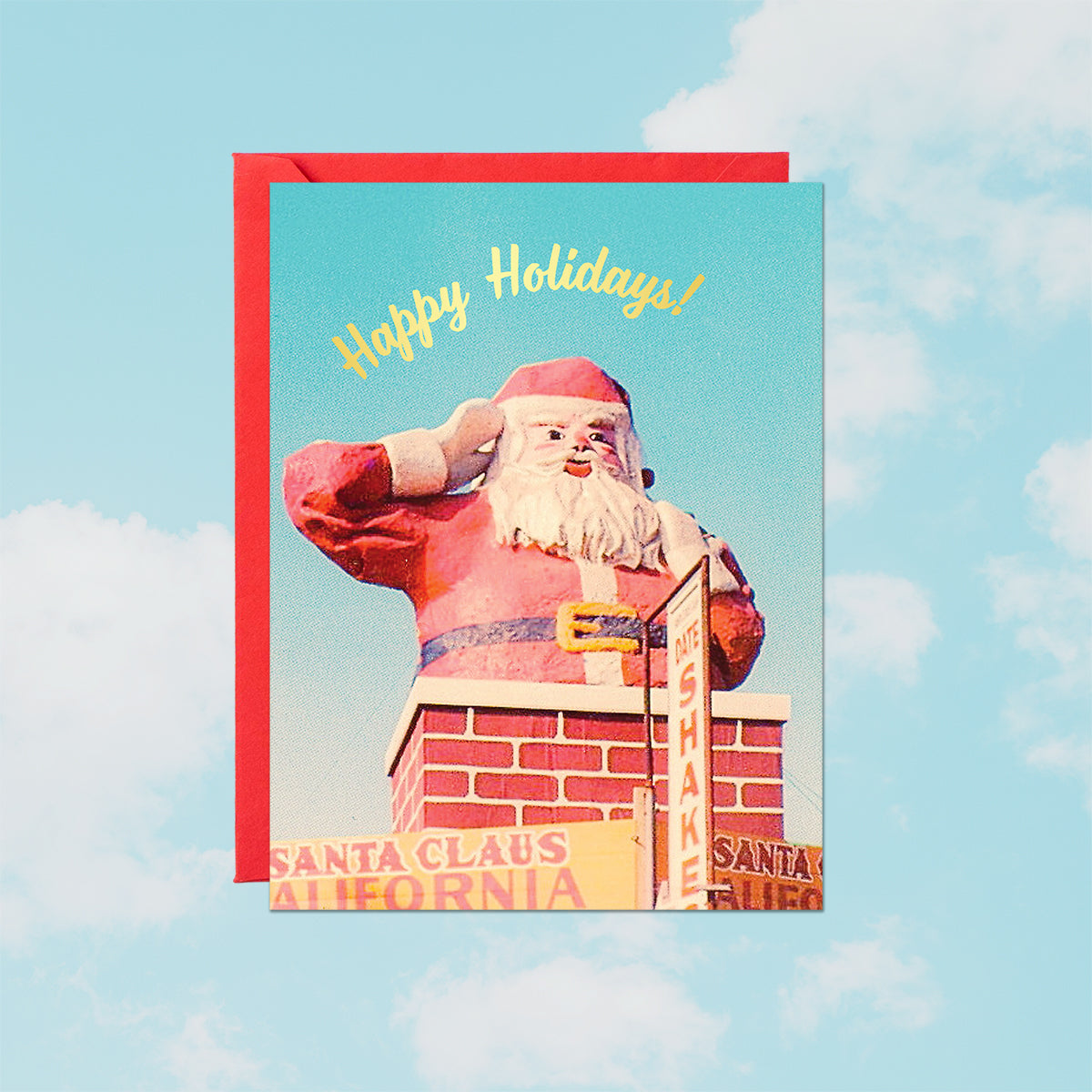 Happy Holidays Retro Santa Card