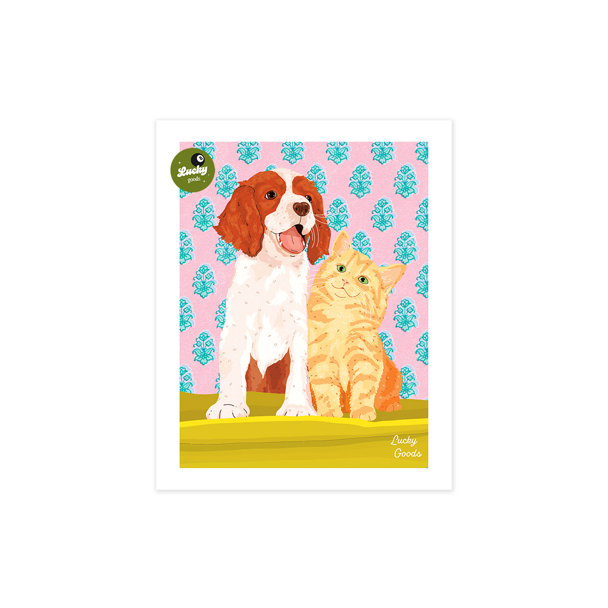 Cat & Dog Best Buds Portrait Print