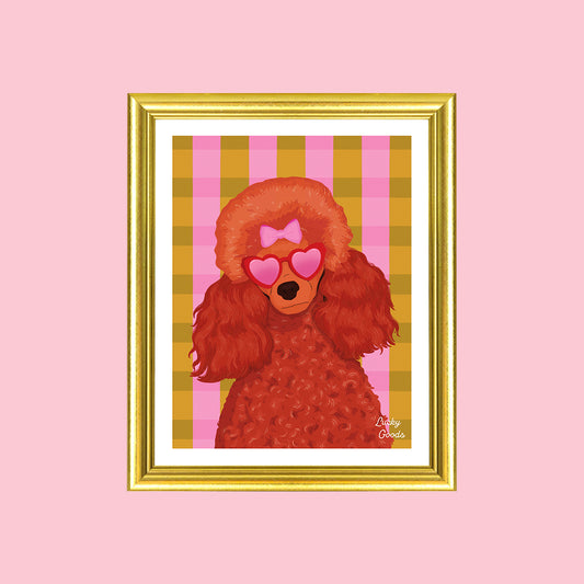 Fancy Poodle with Sunglasses Portrait Print