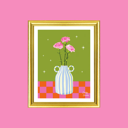 Peonies Vase Still Life Portrait Print