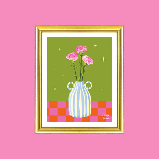 Peonies Vase Still Life Portrait Print