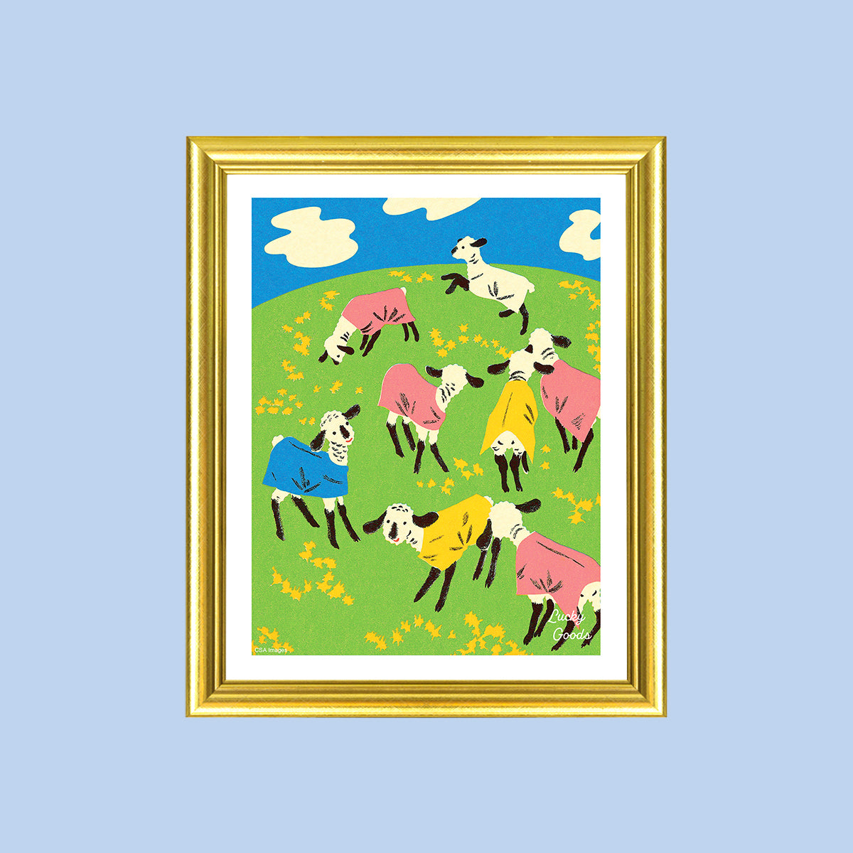 Goats in T-Shirts Party Portrait Print