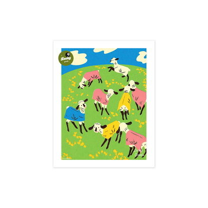 Goats in T-Shirts Party Portrait Print