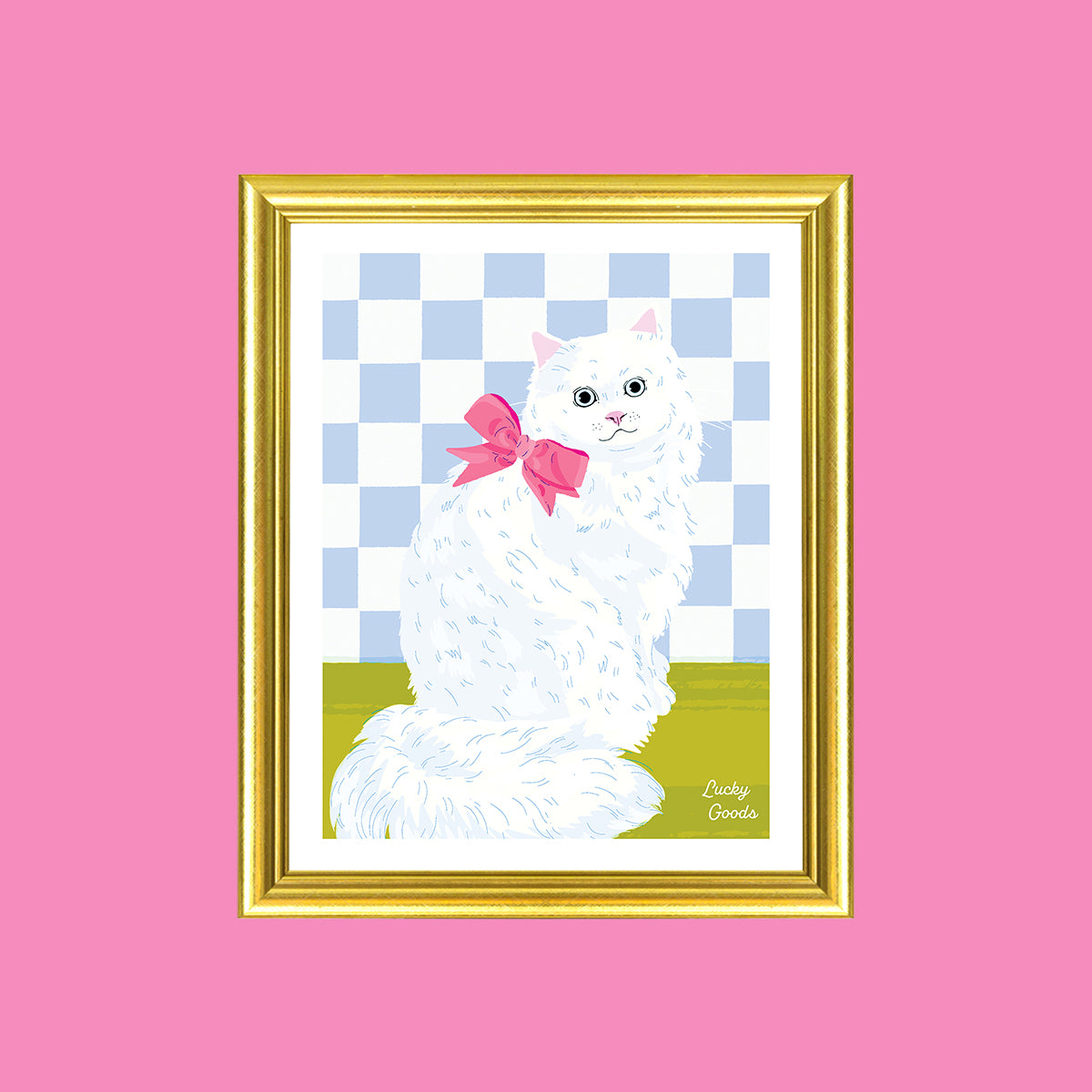 Kitty with Bow Portrait Print