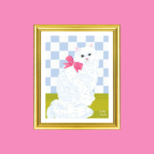 Kitty with Bow Portrait Print