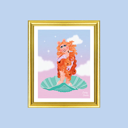 Birth of a Goddess Piggy Portrait Print