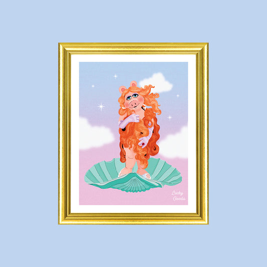 Birth of a Goddess Piggy Portrait Print