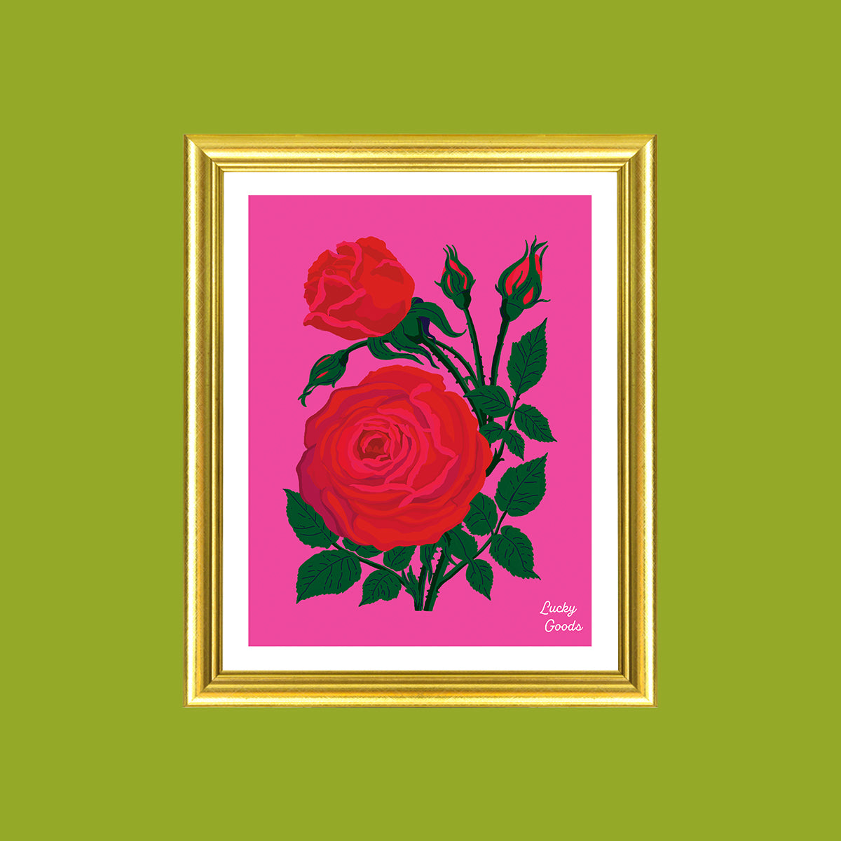 Roses in Hot Pink Portrait Print