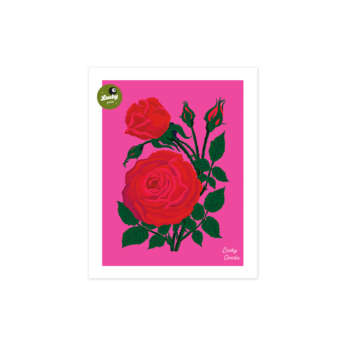 Roses in Hot Pink Portrait Print