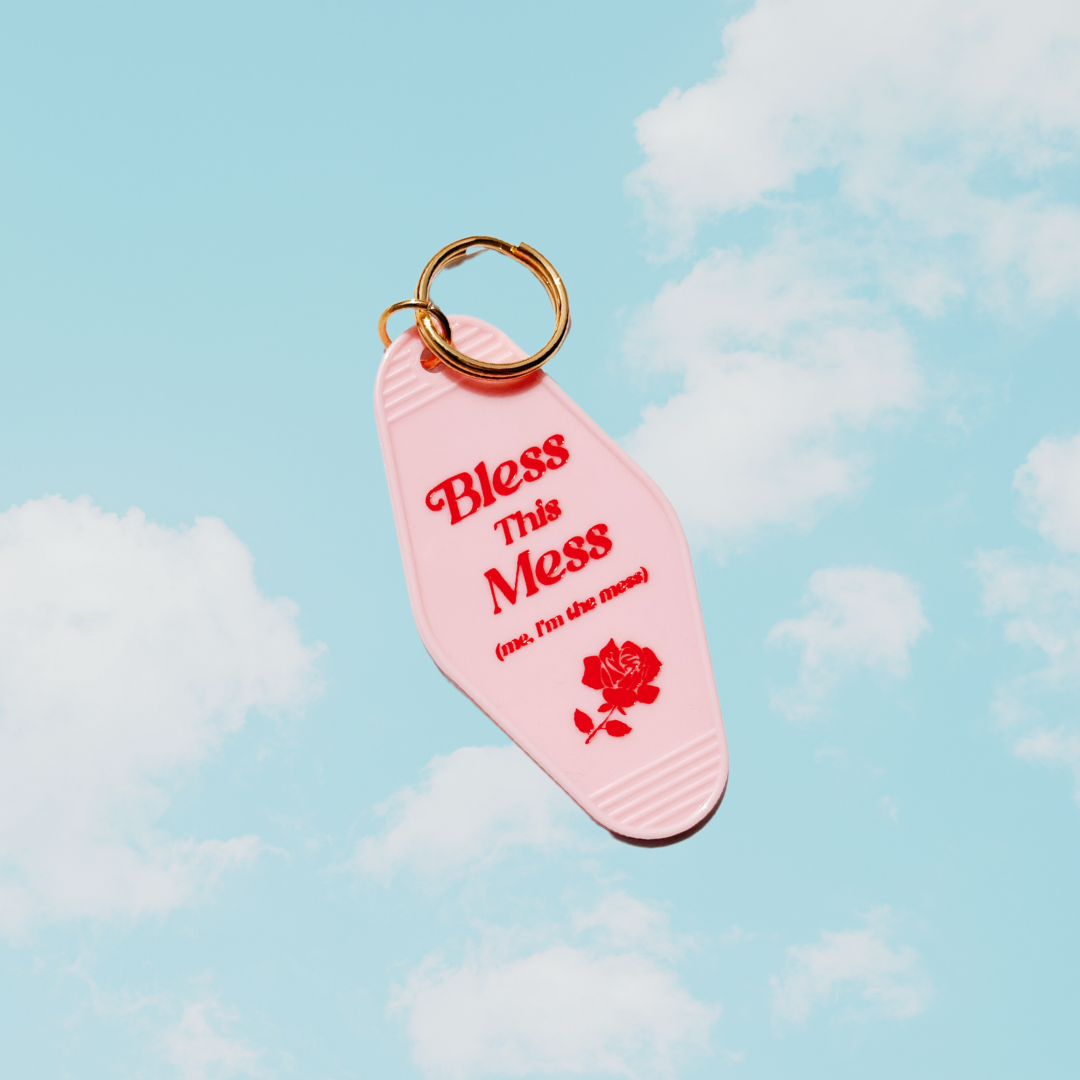 Bless This Mess Motel Tag Keychain