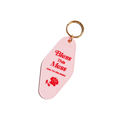 Bless This Mess Motel Tag Keychain