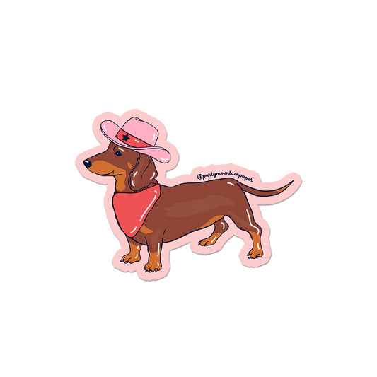 Weenie Dog Cowboy Sticker